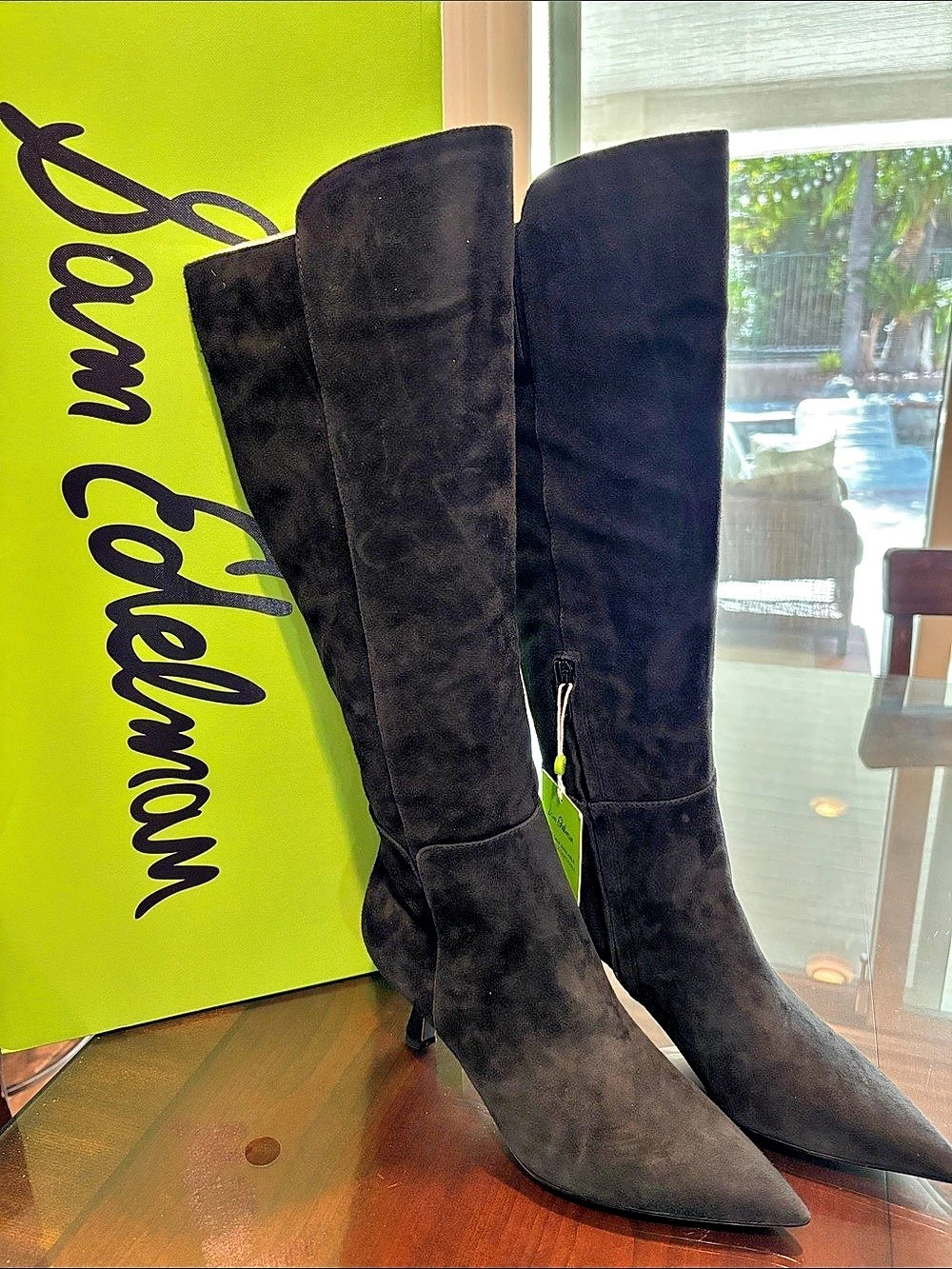 Sam Edelman Taylin Black Suede Pointed-Toe Heeled Boots US 7.5 NWT